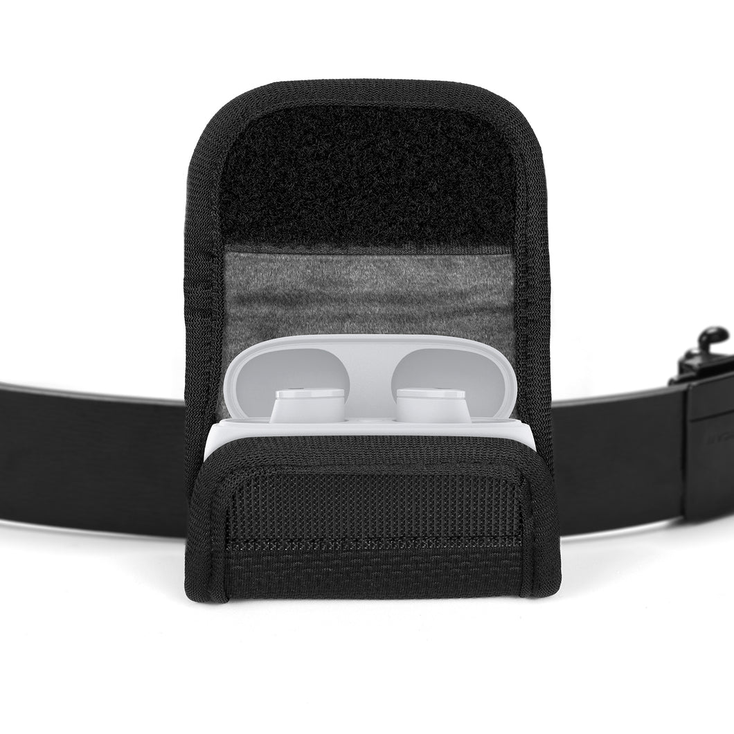 Geekria イヤホンポーチ ベルトループ付きビーツバイドクタードレ Beats Solo Buds, Studio Buds に対応 イヤホンケース ベルトホルスター バッグストラップ用クリップホルダー付き保護ケースカバー オールラウンド保護 (ブラック)