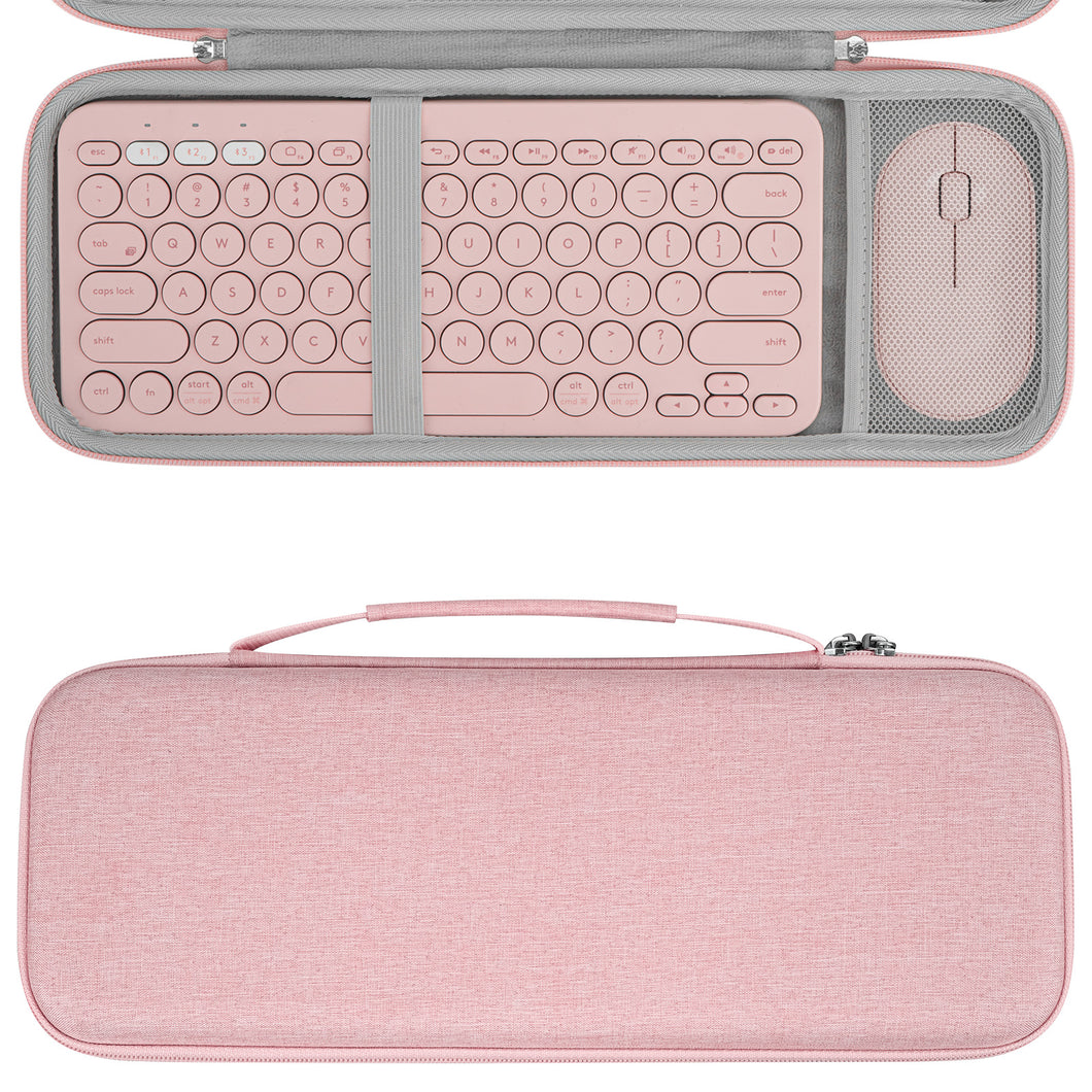 Geekria 収納ケース 互換品ロジクール Logicool K380 + Pebble M350 ワイヤレス キーボード 無線 マウス ハードシェルトラベルキャリングバッグ (ピンク)