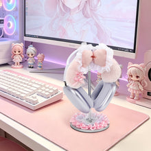 画像をギャラリービューアに読み込む, Geekria キュートなヘッドホンスタンド ふわふわヘッドセットホルダー 柔らかい毛付き 安定したベース付属 かわいい机上用ヘッドホンハンガー ゲーミング環境/オフィス/寝室装飾に対応 (ピンクリボン)
