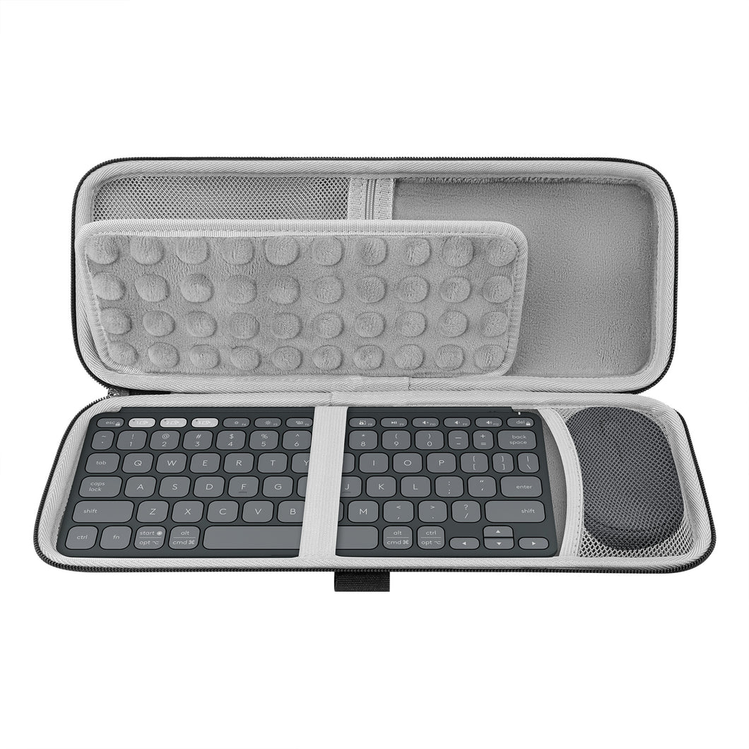 Geekria キーボード キャリング ケース、ロジクール Logicool Keys-to-GO 2 コンボ キーボード ケース、ロジクール Logicool Keys to GO 2 および Pebble マウス コンボ ケースと互換性あり。ハード シェル保護トラベル バッグ (ダーク グレー)