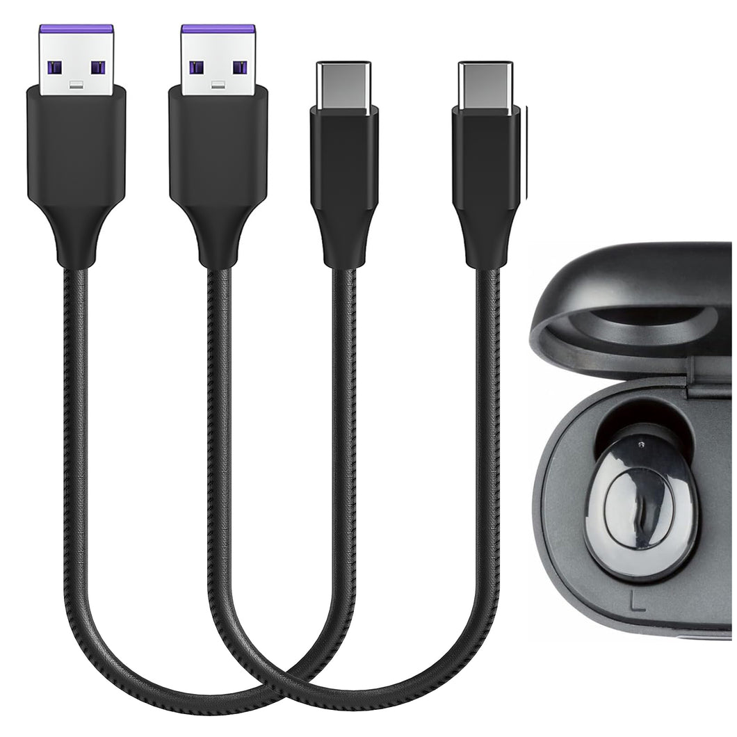 Geekria PUレザー 充電ケーブル 互換性 Type-C 充電コード USB to USB-C フィリップスPhilips TAT2205 TAT2235 TAT3215 TAJT60 T2236 T3217 T4506 に対応 (黒 / 30cm 2パック)