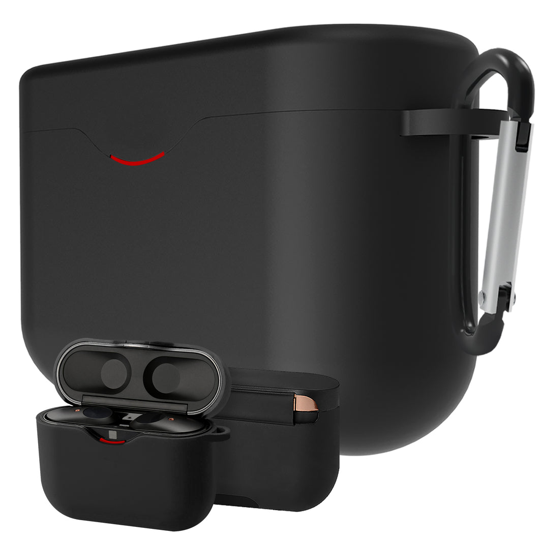 Geekria シリコン カバー 互換性 カバー ソニー SONY WF-1000XM3 対応 True Wireless Earbuds 充電ケース充電ケースカバー 外装カバー キーホルダーフック付き、充電ポートアクセス可能、フロントLED可視