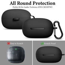 画像をギャラリービューアに読み込む, Geekria シリコンカバー 互換性 カバー オーディオテクニカ Audio-Technica ATH-CKS50TW2 対応 True Wireless Earbuds 充電ケースカバー 外装カバーキーホルダーフック付き、充電ポートアクセス可能、フロントLED可視
