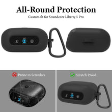 画像をギャラリービューアに読み込む, Geekria シリコン カバー 互換性 イヤホンカバー Soundcore Liberty 5 Pro by Anker 対応 True Wireless Earbuds ワイヤレスイヤホンケースカバー ワイヤレスイヤホン 外装カバー キーホルダーフック付き、ケースポートアクセス可能 、フロントLED可視 （黒）
