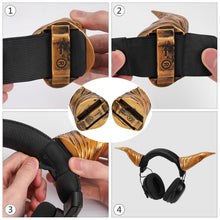 画像をギャラリービューアに読み込む, Geekria 3Dプリント ヘッドホン用 悪魔の角 デビルホーン 手作り ヘッドバンド 猛烈なラージャンホーン コスプレ 耳アタッチメント ハロウィーン 仮装パーティーに適用 (ゴールド)
