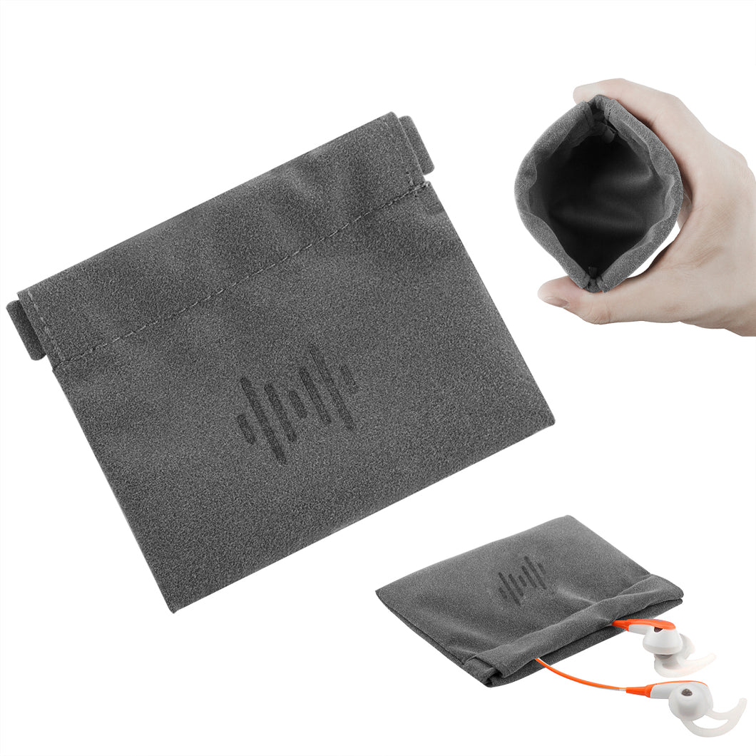 Geekria ポッチ イヤホン ポーチケースイヤホン保護 袋 小銭入れ 小物整理 USBメモリー/SD/TFカード/鍵収納 スマートフォンのアクセサリ携帯やすい (8.5 X 8 cm) (グレー / マイクロファイバー)