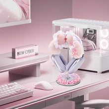 画像をギャラリービューアに読み込む, Geekria キュートなヘッドホンスタンド ふわふわヘッドセットホルダー 柔らかい毛付き 安定したベース付属 かわいい机上用ヘッドホンハンガー ゲーミング環境/オフィス/寝室装飾に対応 (ピンクリボン)

