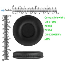 画像をギャラリービューアに読み込む, Geekria イヤーパッド QuickFit 互換性 パッド ソニー Sony DR-BT101, ZX300, ZX100, DR-ZX102DPV, S500 ヘッドホンに対応 パッド イヤー / イヤーカップ ( プロテインレザー /ブラック )
