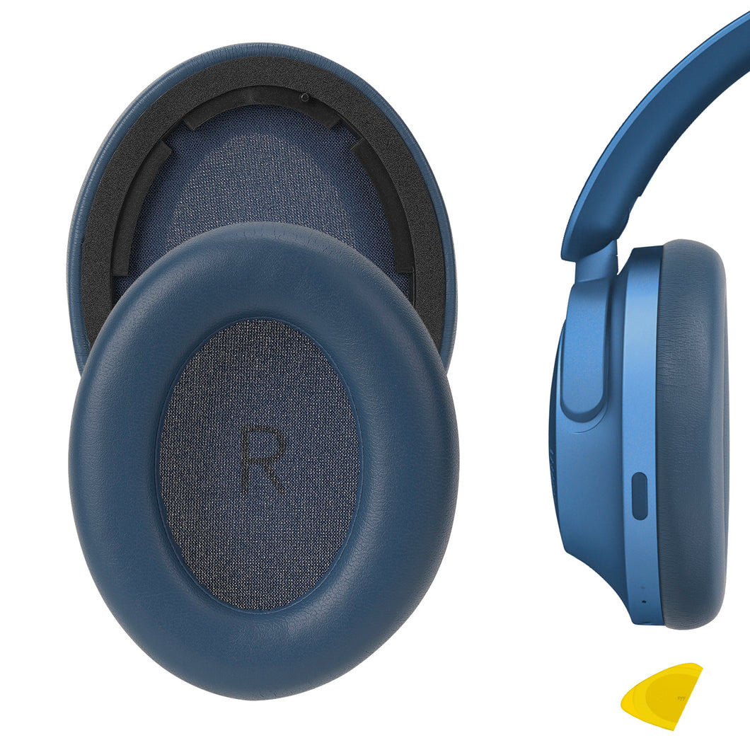 Geekria イヤーパッド QuickFit 互換性 パッドワンモア 1MORE SonoFlow ヘッドホンに対応 パッド イヤー / イヤーカップ プロテインレザー (青)