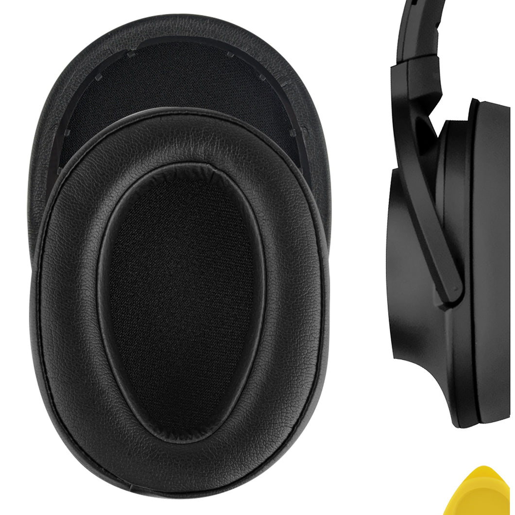 Geerkia イヤーパッド QuickFit 互換性 パッドソニー Sony MDR-100A MDR-100AAP MDR-H600A WH-H900N ヘッドホンに対応 パッド イヤー / イヤーカップ (プロテインレザー / ブラック)