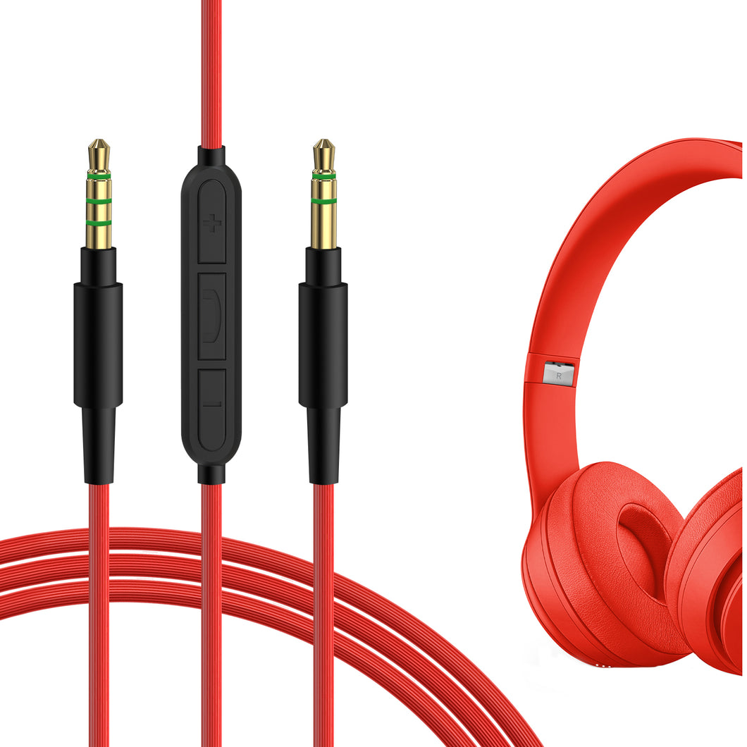 Geekria ケーブル 互換性 オーディオコードビーツバイドクタードレ Beats Solo 4, Studio Pro, Studio3 ヘッドホンケーブル、3.5mm AUXに適合する インラインマイクと音量コントロール 1.2m