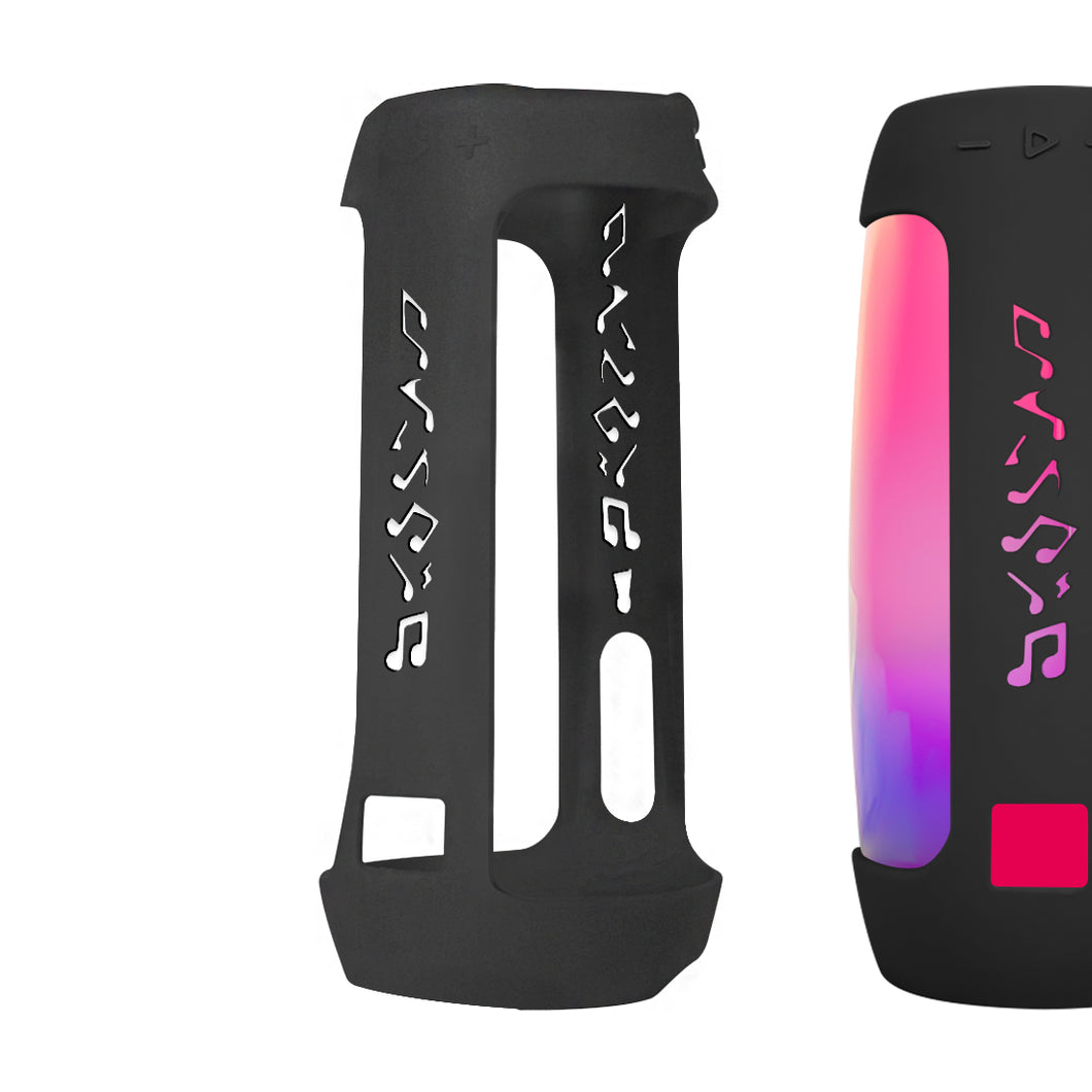 Geekria シリコーン スピーカーケース カバー 互換性カバー ジェイビーエル JBL Pulse 4 に 対応 保護用の防水ソフトスキン、Bluetoothスピーカーケース、キーホルダーフック付き、ショルダーストラップ付き (Black)