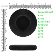 画像をギャラリービューアに読み込む, Geekria Comfort イヤーパッド 互換性 パッド アーカーゲー AKG K240, K240S, K240 Studio, K240 MKII, K241, K270, K271, K272 ヘッドホンに対応 イヤパッド/イヤークッション/イヤーカップ ( ベロア / ブラック )
