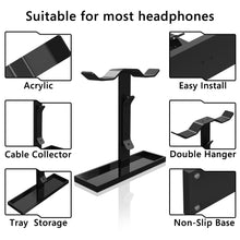 画像をギャラリービューアに読み込む, Geekria ヘッドホンスタンド アクリルです デュアル オンイヤー ヘッドホン、ゲームヘッドセット用の ホルダー, デスクディスプレイハンガー アーカーゲー AKG K845, ソニー Sony WH-1000XM4, ゼンハイザー Sennheiser, ジェイビーエル JBL と互換性 （黒です）
