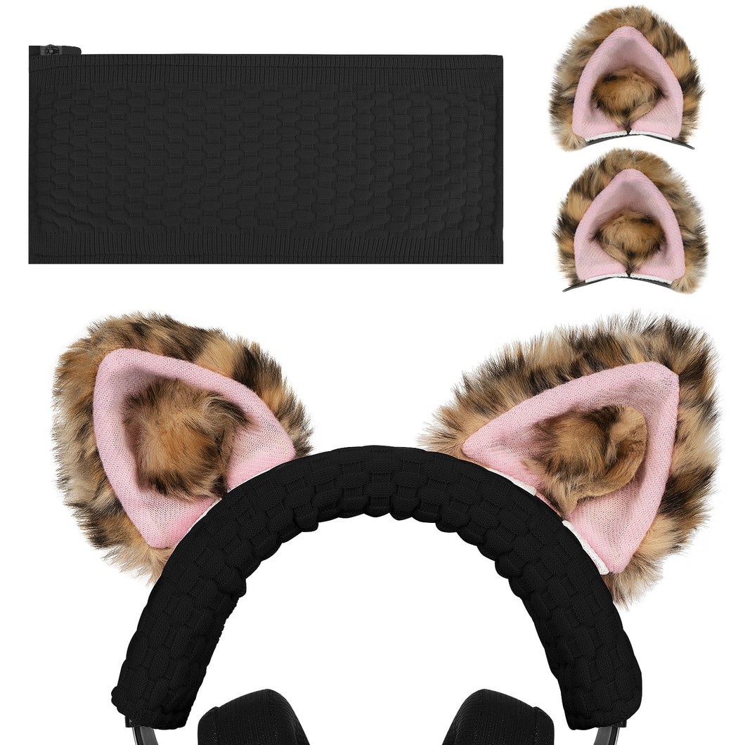 Geekria カバー 互換性 ニット生地 ヘッドバンド猫耳スーツ レイザー Razer, スティールシリー SteelSeries, HyperX, ゼンハイザー Sennheiser, アストロテック ASTRO, ソニー Sony, ロジクール Logitech, オーディオテクニカ ATH ヘッドホンに 対応 簡単に装着 工具不要
