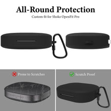 画像をギャラリービューアに読み込む, Geekria シリコン カバー 互換性 イヤホンカバー Shokz OpenFit Pro 対応 True Wireless Earbuds、キーホルダーフック付き、ケースポートアクセス可能、フロントLED可視 (黒)

