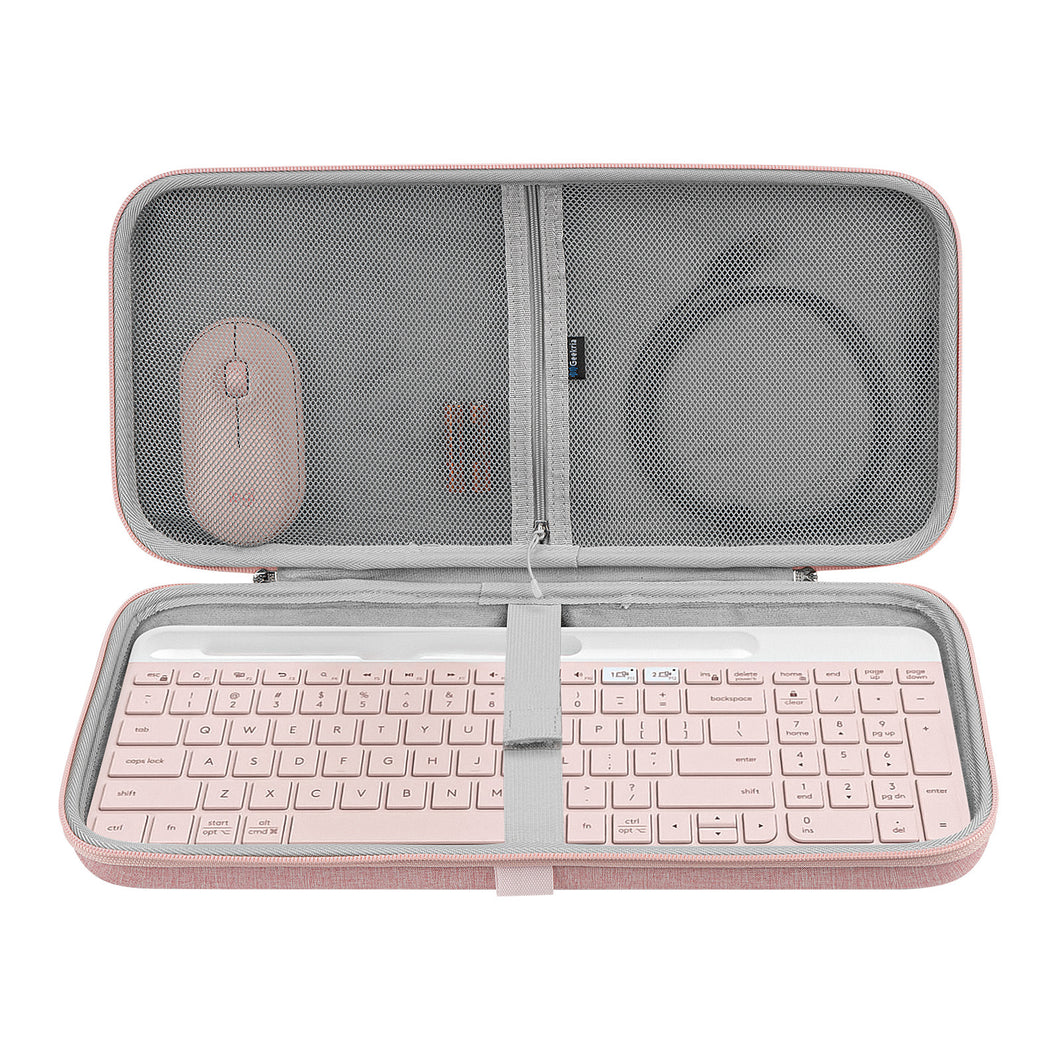 Geekria キーボード キャリングケース、ハードシェル保護トラベルバッグ、ロジクール Logicool MK470、ロジクール Logicool K585、ロジクール Logicool K580、ロジクール Logicool MK470 スリム ワイヤレス キーボードとマウス コンボに対応 (ピンク)