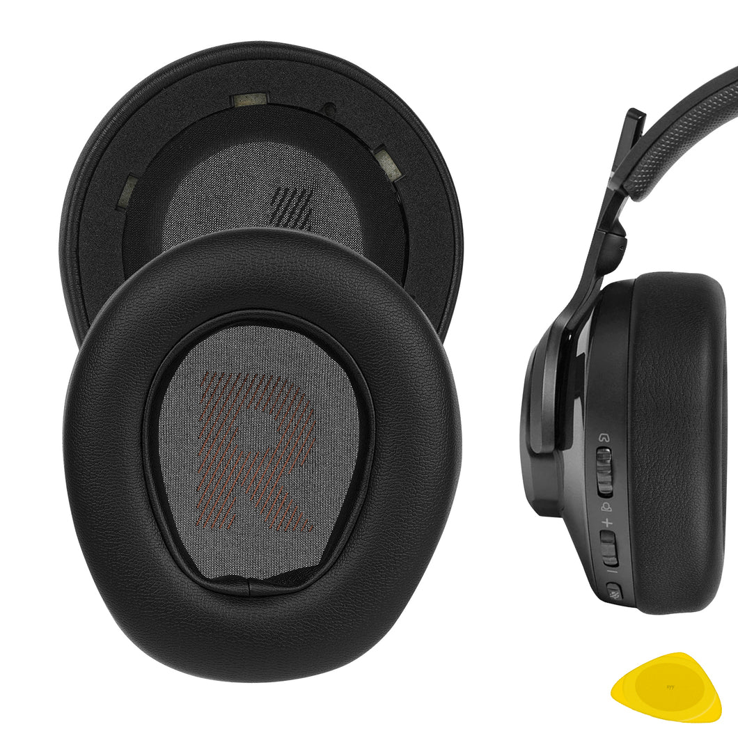 Geekria イヤーパッド QuickFit 互換性 パッドジェイビーエル JBL Quantum 400 ヘッドホンに対応 パッド イヤー / イヤーカップ プ ロテインレザー (黒)