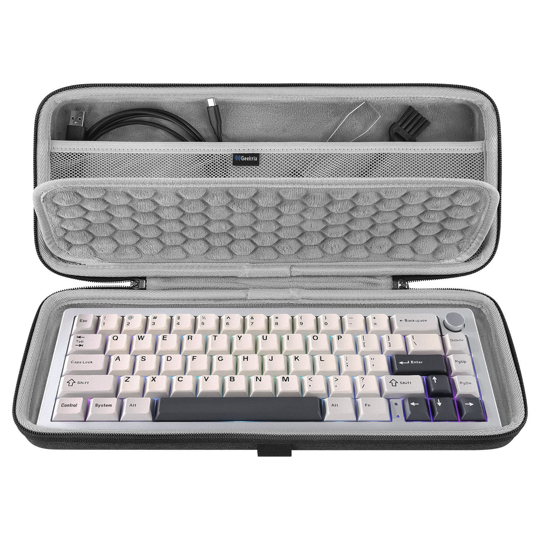 Bluetoothキーボードカバー グレー Geekria 65% コンパクト キーボード ケース、ハードシェル