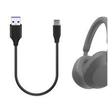 画像をギャラリービューアに読み込む, Geekria PUレザー充電ケーブル 互換性 Type-C 充電コード USB to USB-C ソニー Sony WH-1000XM5 WH-1000XM4 WH-ULT900N WH-XB920N WH-XB910N に対応 (黒/30cm)
