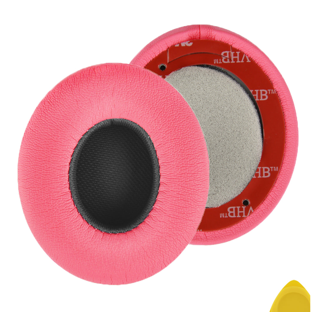 Geekria QuickFit イヤーパッド 互換性 パッド Beats Solo 3, Solo 3.0 Wireless (A1796) ヘッドホンに対応 イヤパッド/イヤークッション/イヤーカップ (プロテインレザー / ピンク)