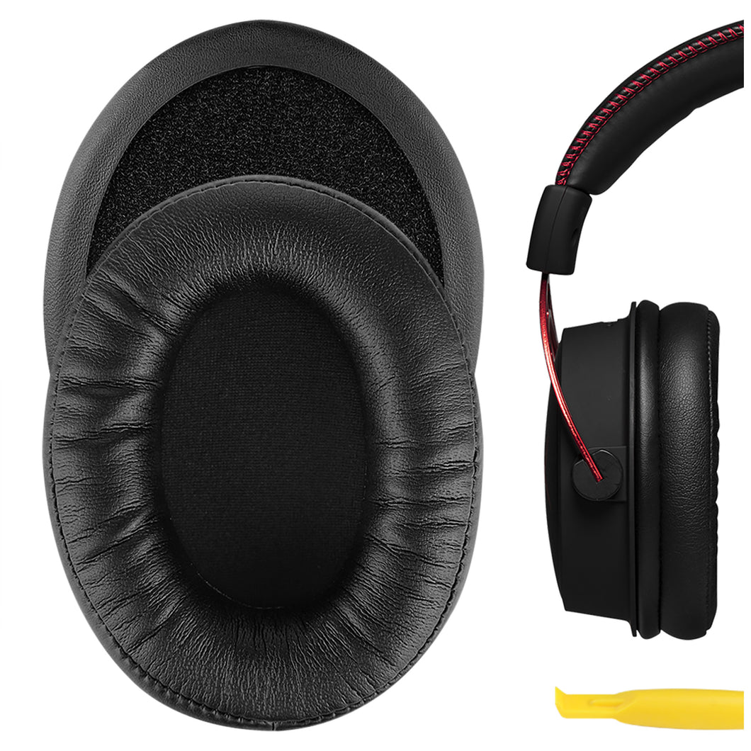 Geekria イヤーパッド QuickFit 互換性 パッド HyperX Cloud Alpha Gaming ヘッドホンに対応 パッド イヤー / イヤーカップ (プロテインレザー / ブラック)