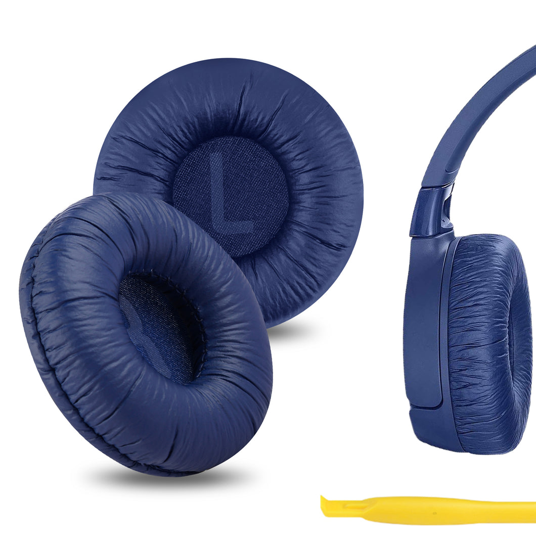 Geekria イヤーパッド QuickFit 互換性 パッド ジェイビーエル JBL JR300, JR300BT, T450BT, T500BT, Tune 500, Tune 500BT, Tune 510BT, Tune 520 ヘッドホンに対応 パッド イヤー / イヤーカップ (レザーレット / 青)