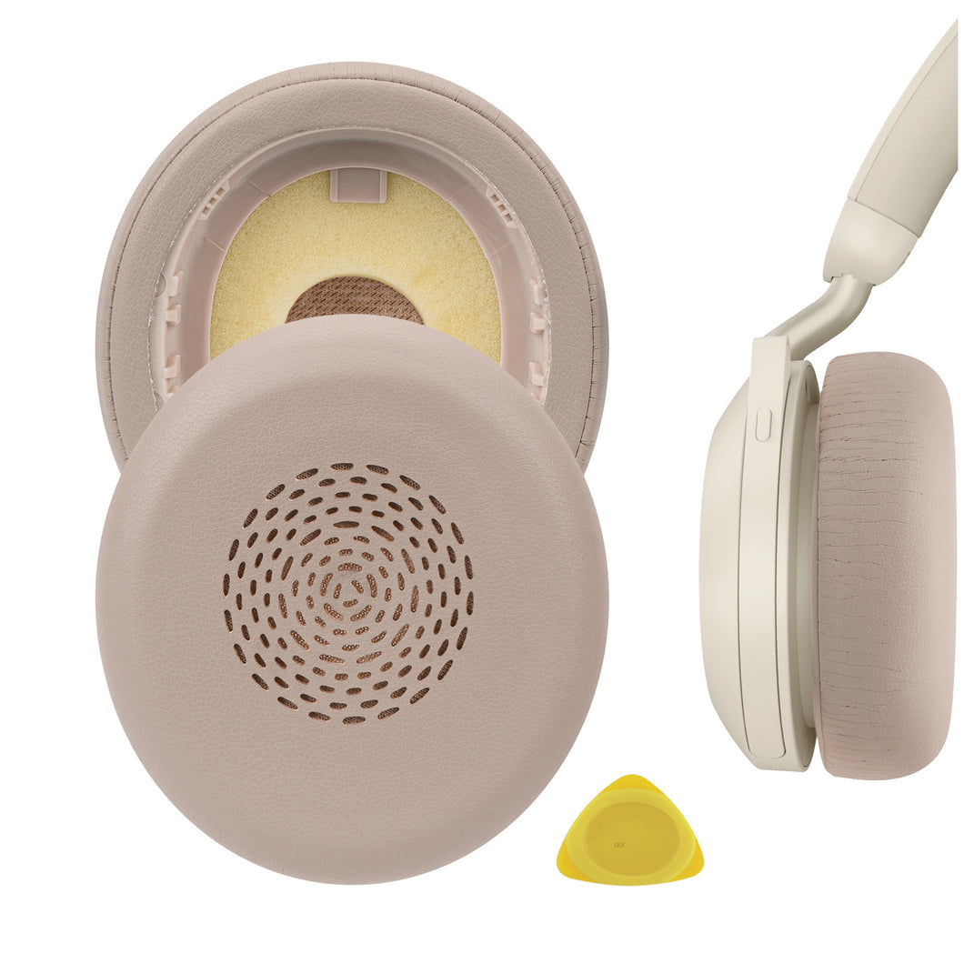 Geekria イヤーパッド QuickFit 互換性 パッド ジャブラ Jabra Evolve2 75 MS, Evolve2 75 UC ヘッドホンに対応 パッド イヤー / イヤーカップ (プロテインレザー / 金)