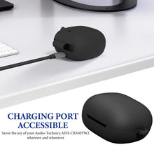 画像をギャラリービューアに読み込む, Geekria シリコンカバー 互換性 カバー オーディオテクニカ Audio-Technica ATH-CKS50TW2 対応 True Wireless Earbuds 充電ケースカバー 外装カバーキーホルダーフック付き、充電ポートアクセス可能、フロントLED可視

