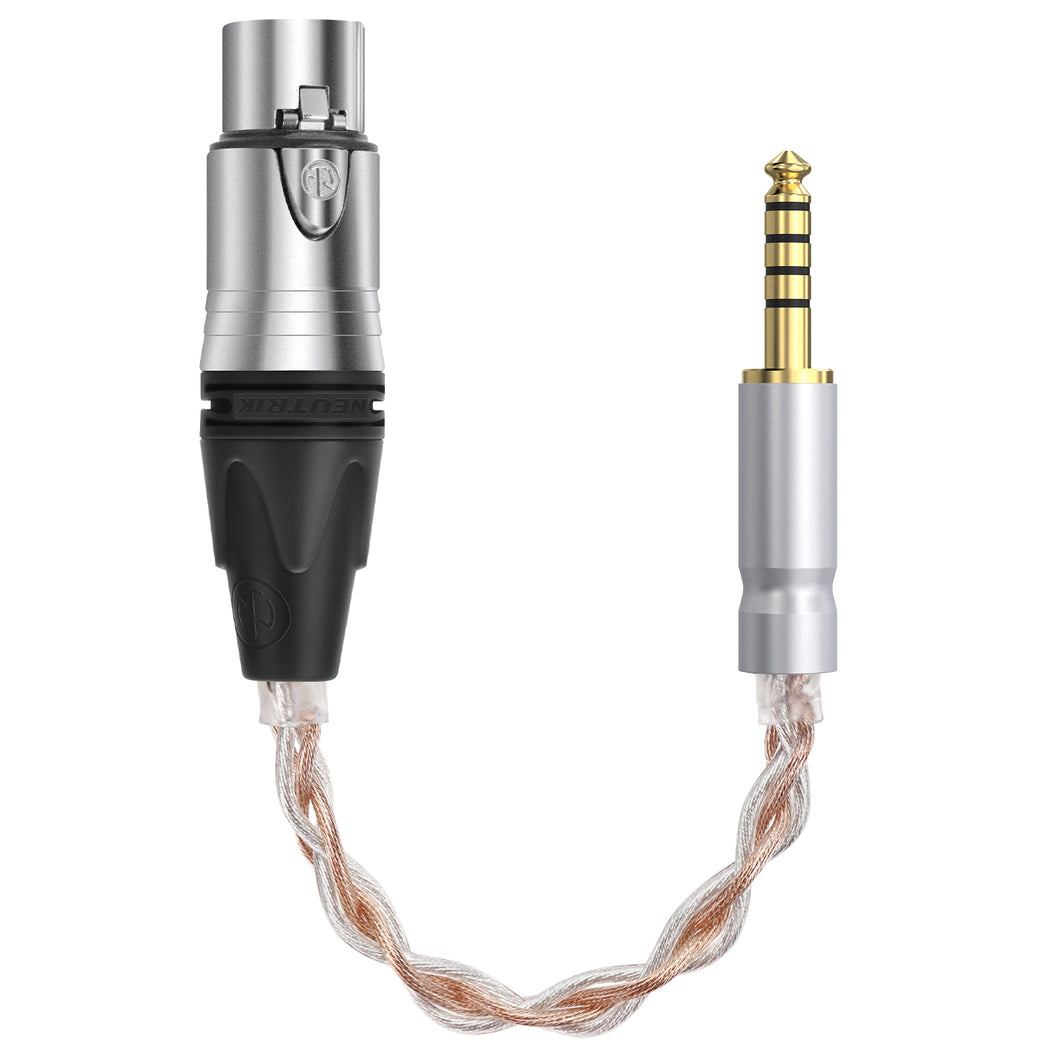 Geekria 4.4mm Male から 4 Pin XLR Female Balanced ヘッドフォンアダプター、銀メッキ銅アップグレード 変換オーディオコード (20cm / 1 パック)