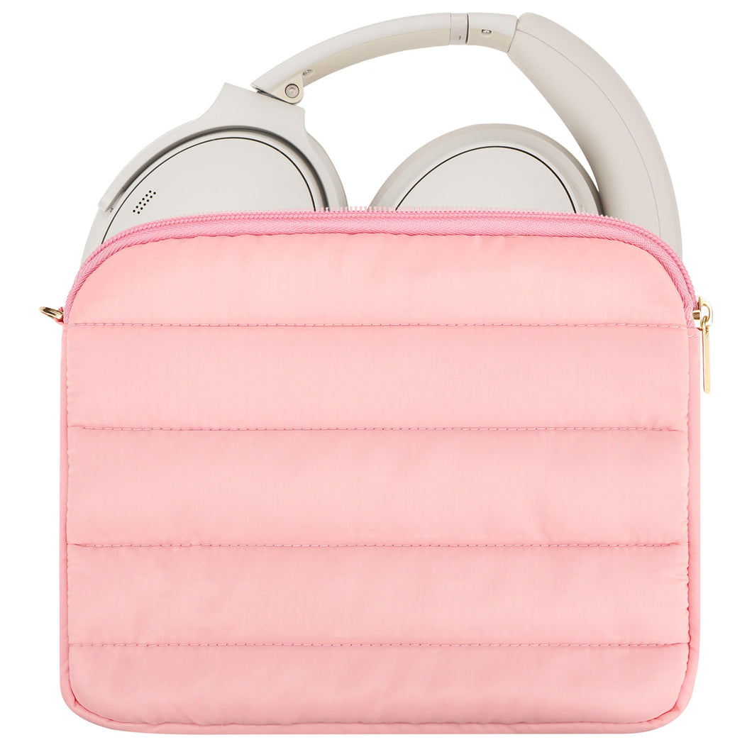 Geekria NOVA ヘッドホンポーチ ジェイビーエル JBL Tour One M3、ボーズ Bose QC Ultra、ゼンハイザー Sennheiser PXC 550-IIなどに対応 ソフトシェル交換用保護トラベルキャリーバッグ ケーブル収納付き (ピンク)