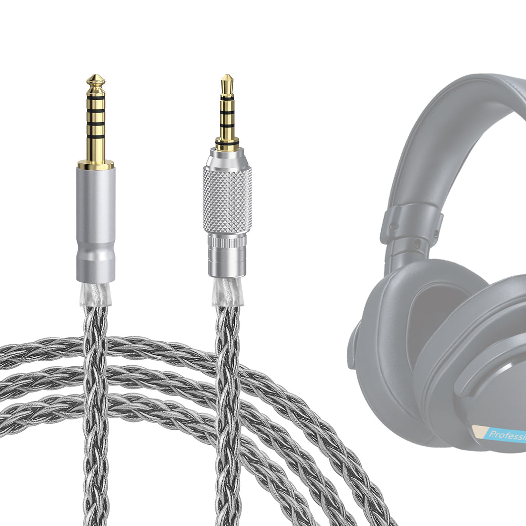 Geekria Apollo シルバーメッキ アップグレード 4.4mm から 3.5mm オーディオ ケーブル、ソニー Sony MDR-M1 MDR-MV1 MDR-M1ST ヘッドフォン対応、ねじ式ノブ ロック装置付き交換用コード (4.9 フィート / 1.5 メートル)