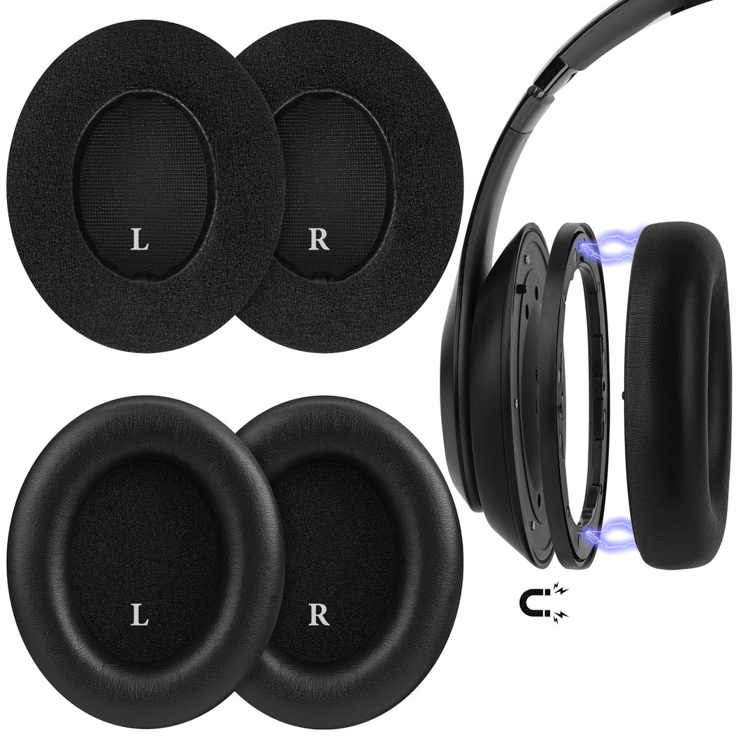 Geekria イヤーパッド SNAP マグネチック 互換性 パッド ビーツバイドクタードレ Beats Studio 3 Wireless, Studio 2 ヘッドホンに対応 パッド イヤー / イヤーカップ プロテインレザー + ベロア (ブラック, 2組)