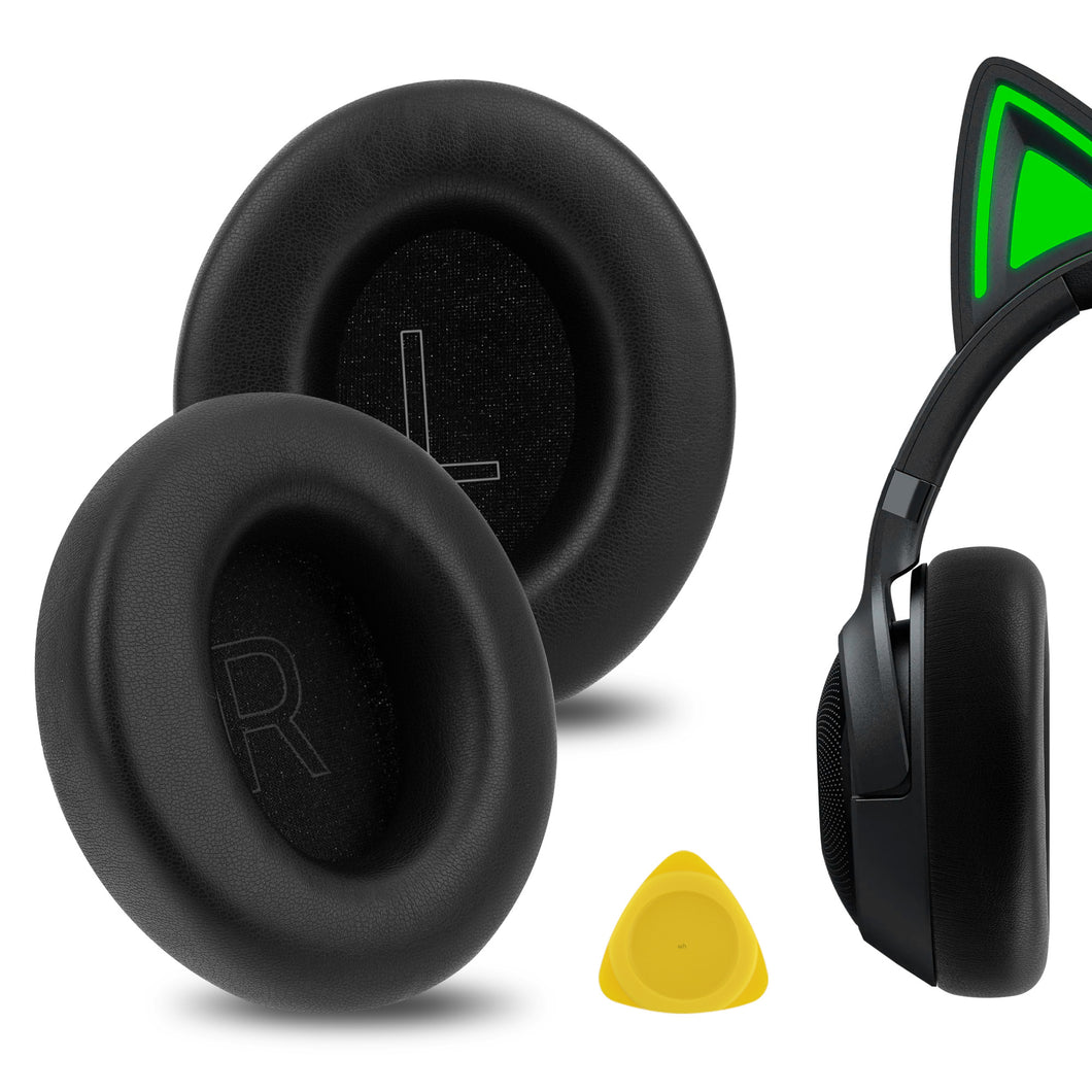 Geekria イヤーパッド QuickFit 互換性 パッド レイザー Razer Kraken V4/ V4X/ V4Pro/ Kitty V2 Pro, Barracuda/ BarracudaX ヘッドホンに対応 パッド イヤー / イヤーカップ プロテインレザー (黒)