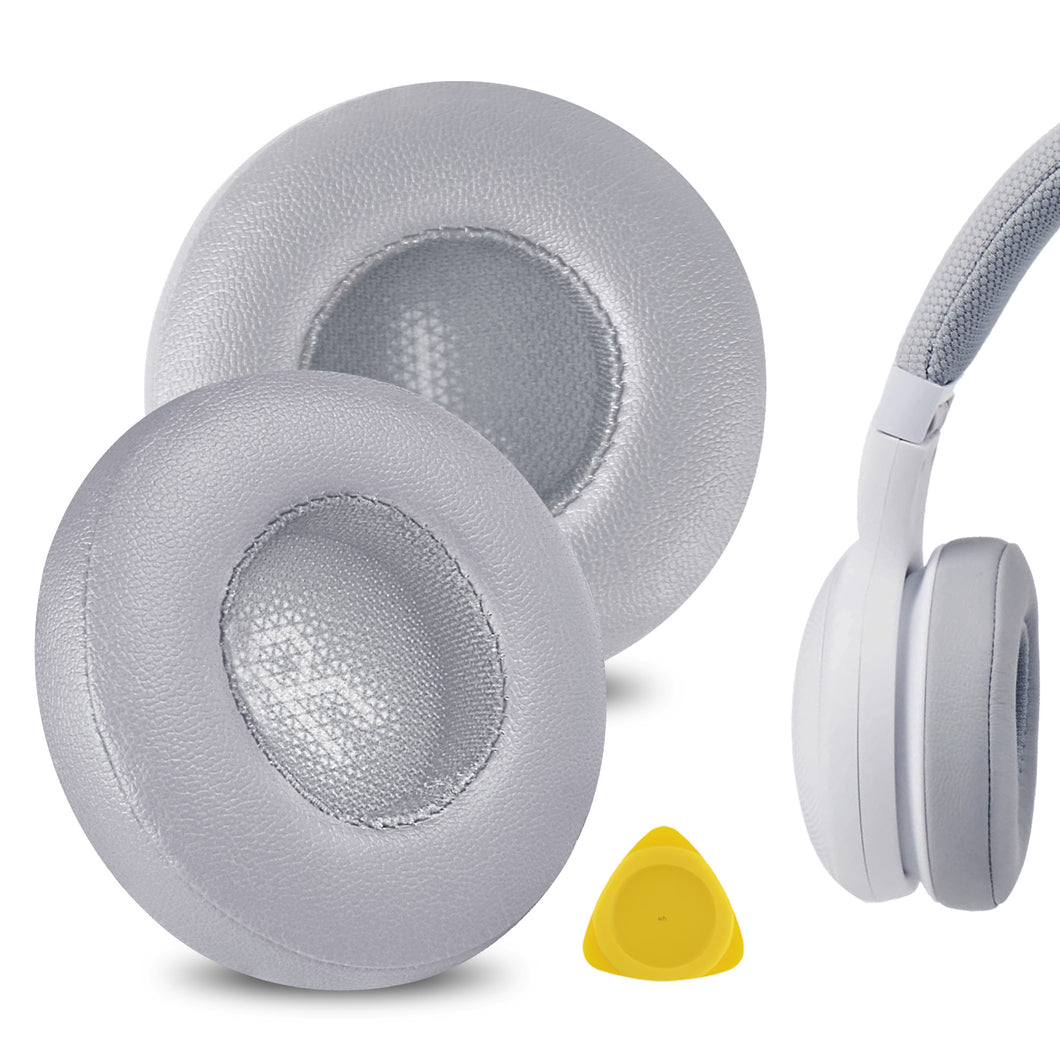 Geekria イヤーパッド QuickFit 互換性 パッド ジェイビーエル JBL E35, E45BT, E45, C45BT ヘッドホンに対応 パッド イヤー / イヤーカップ (プロテインレザー / グレー)