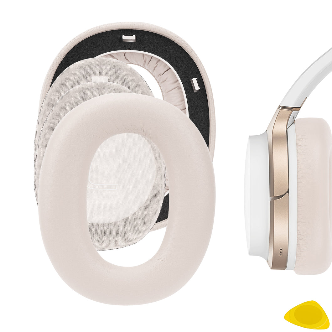 Geekria イヤーパッド QuickFit 互換性 パッド エディファイアー Edifier W860NB Pro ( Not Compatible with Edifier W860NB Gen1 ) ヘッドホンに対応 パッド イヤー / イヤーカップ ( プロテインレザー/ホワイト)