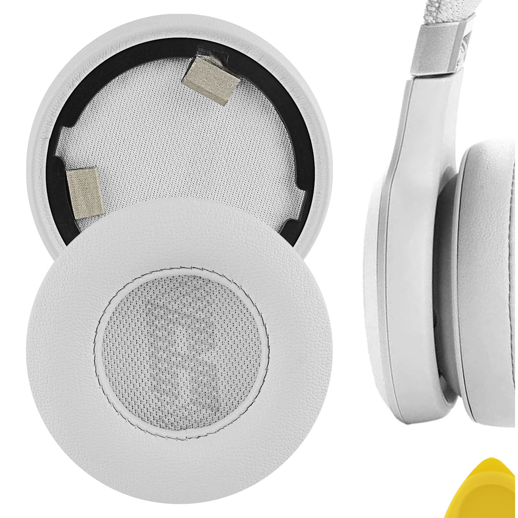 Geekria イヤーパッド QuickFit 互換性 パッドジェイビーエル JBL Live 460NC Wireless On-Ear Noise Cancelling ヘッドホンに対応 パッド イヤー / イヤーカップ (プロテインレザー / 白い)