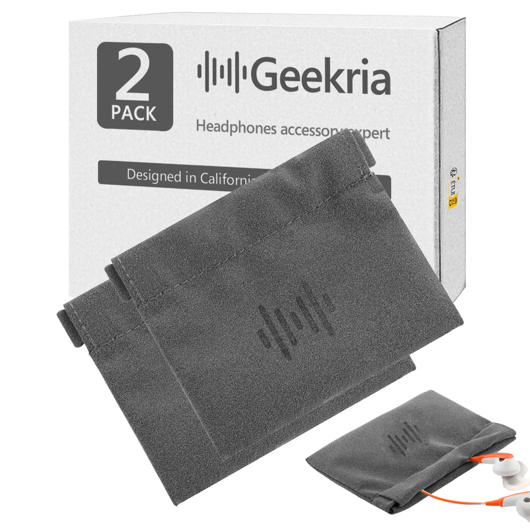 Geekria 2パック ソフト マイクロファイバー ヘッドホン カバー イヤホン スリーブ ポケット 小銭入れ 小物を整理 USBドライブ/SD/TFカード/キー収納 便利なスマートフォン アクセサリー