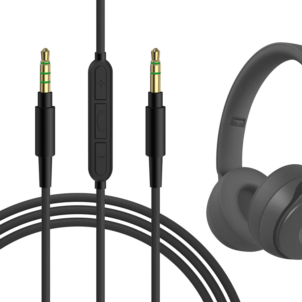 Geekria ケーブル 互換性 オーディオコード ビーツバイドクタードレ Beats Studio Pro, Solo 4, Solo3, Studio3, Studio2 ヘッドホンケーブル、3.5mm に適合するインラインマイクと音量コントロール 1.2m