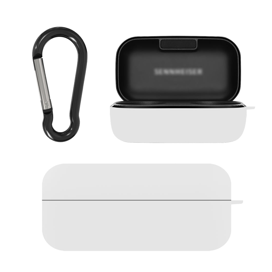 Geekria ケース カバー 互換性 カバー Sennheiser Momentum True Wireless 2, Momentum 2 Generations M3IETW2 対応 True Wireless Earbuds 充電ケース充電ケースカバー 外装カバー キーホルダーフック付き、充電ポートアクセス可能