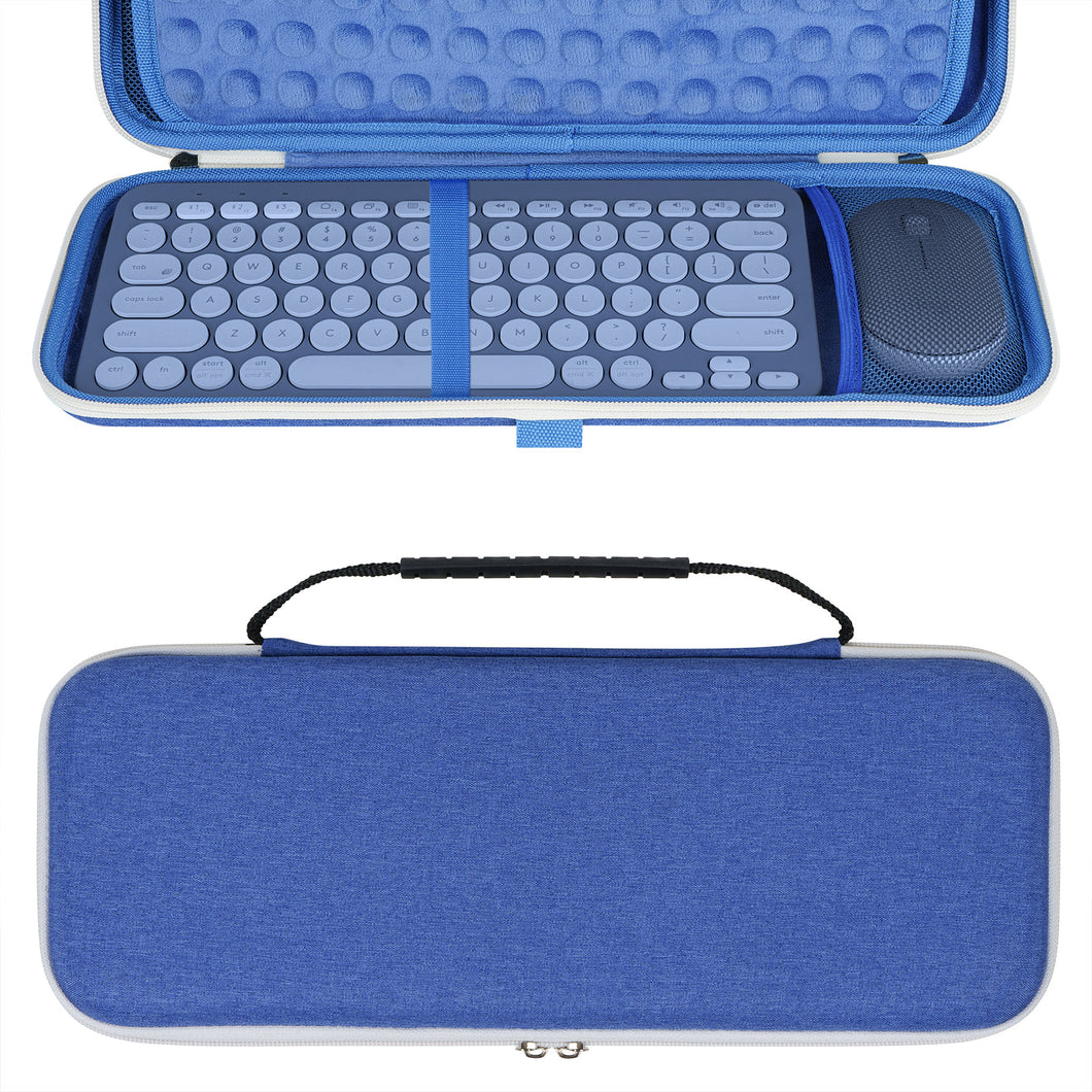Geekria 収納ケース 互換品 Pebble M350 + ロジテック Logicool K380 ワイヤレス キーボード 無線 マウス ハードシェルトラベルキャリングバッグ (ブルーベリー)