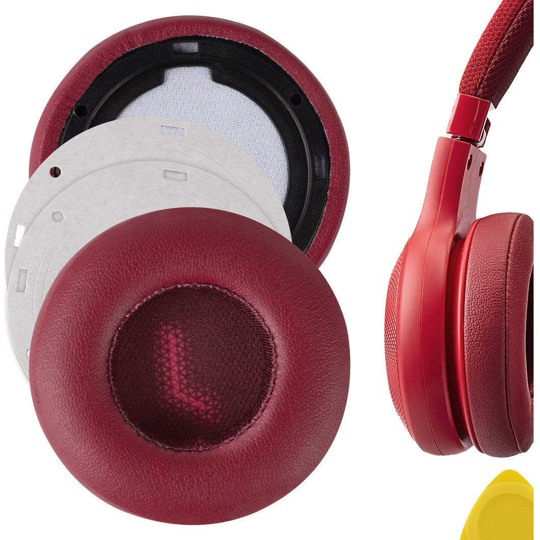 Geekria イヤーパッド QuickFit 互換性 パッド ジェイビーエル JBL E35, E45bt, E45, C45BT ヘッドホンに対応 パッド イヤー / イヤーカップ (プロテインレザー / 赤)