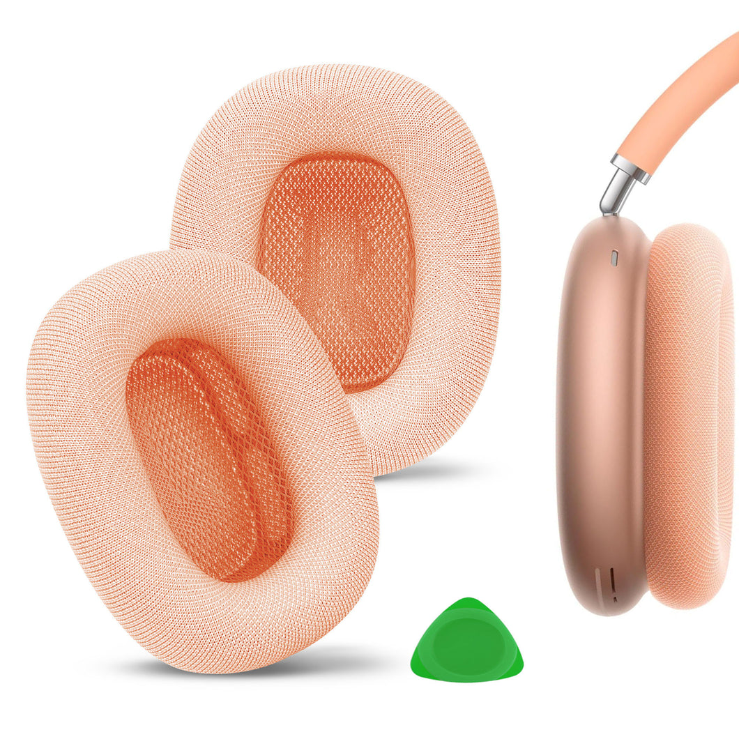 Geekria イヤーパッド Comfort 互換性 パッド アップル AirPods MAX (A2096), AirPods MAX2 (A3184) ヘッドホンに対応 パッド イヤー / イヤーカップ (メッシュファブリック/オレンジ)