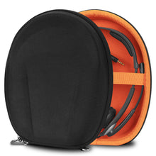 画像をギャラリービューアに読み込む, 折りたたみ式オンイヤーヘッドフォン用GeekriaShieldケース、ケーブルストレージ付きの交換用保護ハードシェルトラベルキャリングバッグ、トラックドライバーまたはコールセンターヘッドフォンと互換性（ブラック）
