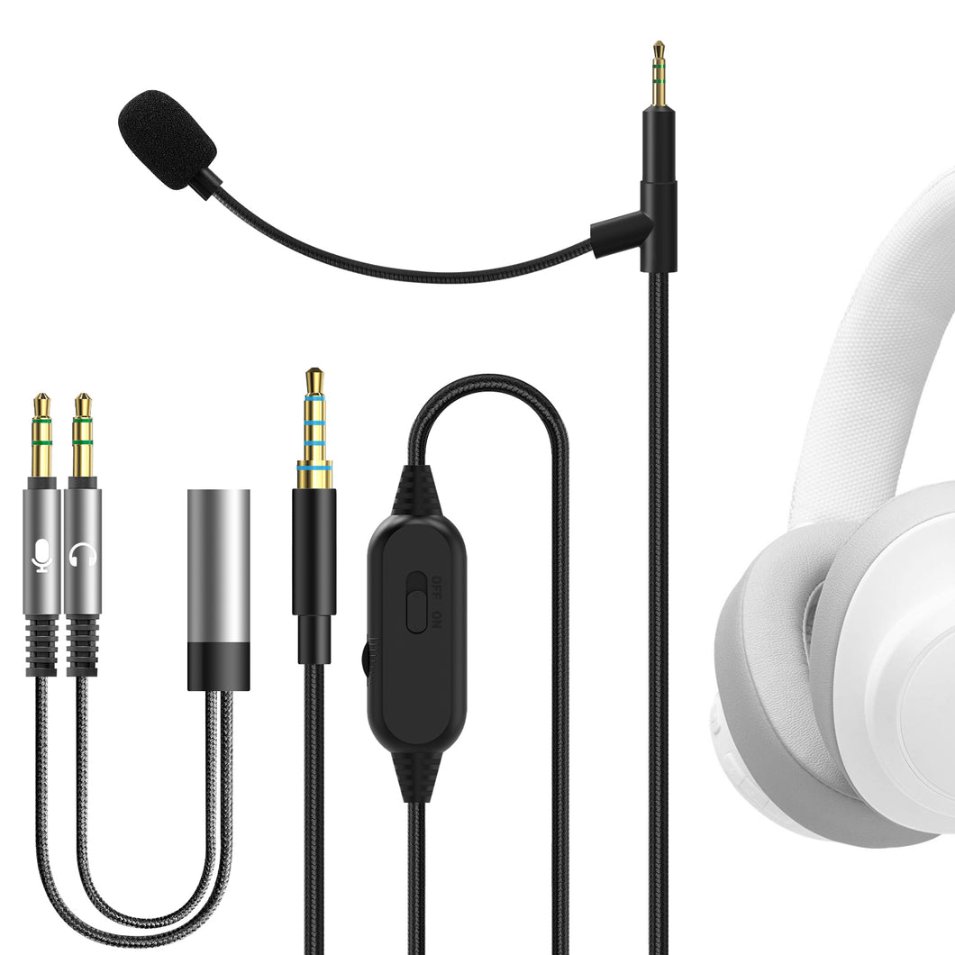 Geekria クリップマイク コンデンサーマイク ピンマイク ミニマイク クリップ式 スマホマイク ヘッドホンケーブル ゲームおよび会議用ジェイビーエル JBL Tune 770NC, Live 500BT ヘッドセットと互換性があり 2.5mm ブームマイク付き 交換コード音量/ミュートコントロール（170 cm）