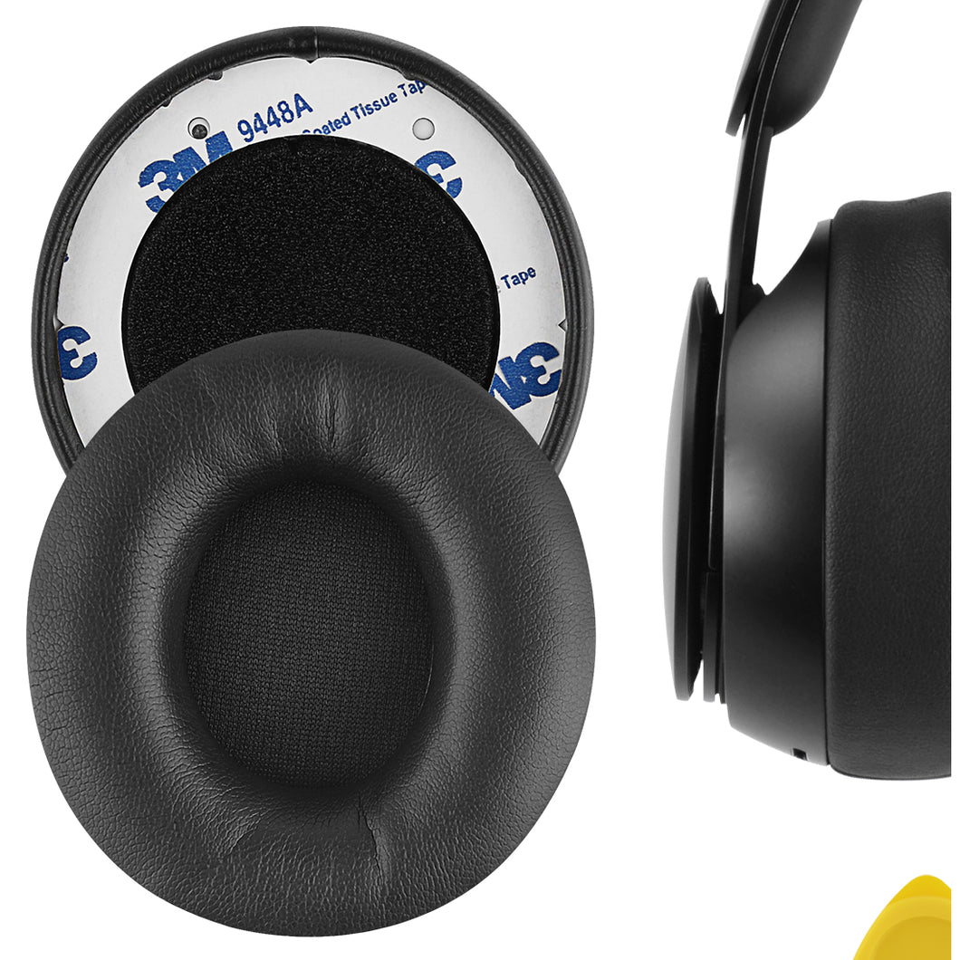 Geekria イヤーパッド QuickFit 互換性 パッド ビーツバイドクタードレ Beats Solo Pro (A1881) ヘッドホンに対応 パッド イヤー / イヤーカップ (プロテインレザー / ブラック)