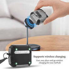 画像をギャラリービューアに読み込む, Geekria ハードシェルケース Apple AirPods 4用 耐衝撃フルボディカバー ロック解除フラップ、電話ホルダー、マグネット式バック付き
