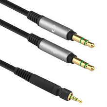 画像をギャラリービューアに読み込む, Geekria ケーブル 互換性 オーディオコード ゼンハイザー Sennheiser Game One, Game Zero, PC 373D, GSP 500, GSP 600 ヘッドホンケーブル、デュアル 3.5mm Y スプリット アダプター - 2.5mm 交換用ステレオ ケーブル 1.7m
