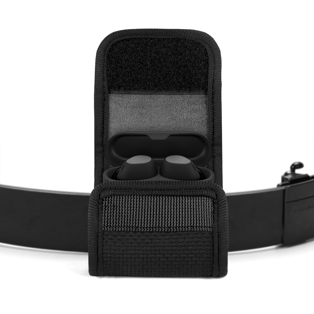 Geekria イヤホンポーチ ベルトループ付きジャブラ Jabra Elite 10, Elite 8, Elite 85t 対応、イヤホンケースベルトホルスター、バッグストラップ用クリップホルダー付き保護ケースカバー、オールラウンド保護 (ブラック)