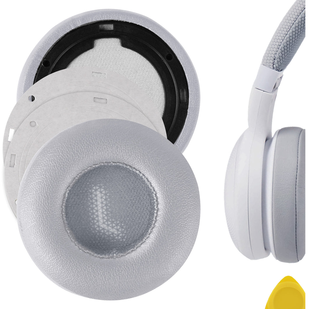 Geekria イヤーパッド QuickFit 互換性 パッド ジェイビーエル JBL E35, E45bt, E45, C45BT ヘッドホンに対応 パッド イヤー / イヤーカップ (プロテインレザー / グレー)